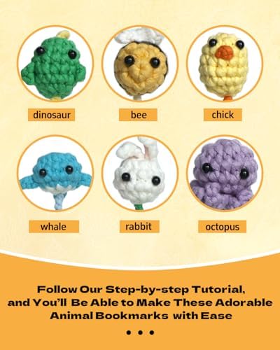 Fortilo Crochet Kit for Beginners 6PCS Animals Bookmarks