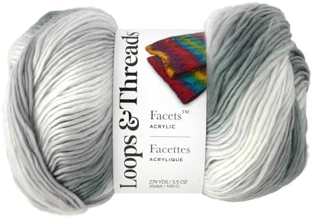Loops & Threads Facets Yarn - Yarn for Knitting, Crochet, Weaving, and Arts & Crafts - Silver, Acrylic, 3.5 oz