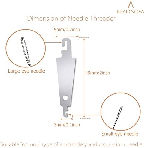 BEADNOVA Needle Threaders 20pcs Stainless Steel Sewing Needle Threader for Hand Sewing Large Eye Cross Stitch Embroidery Craft Knitting Quilting