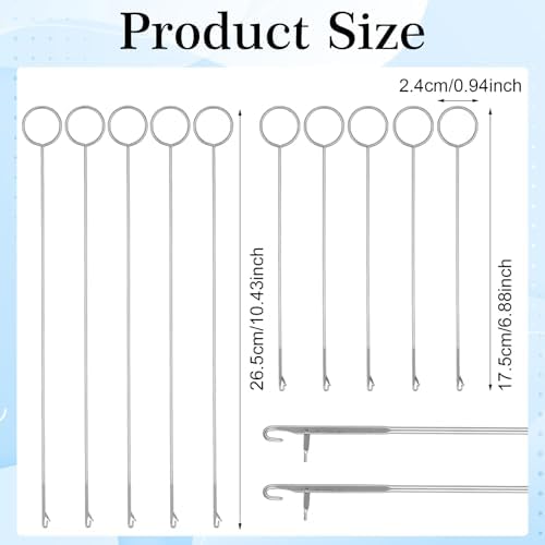 LIQWEI 10 Pcs Loop Turner Sewing Tool, 2 Sizes Tongue Crochet Tool Latch Hook for Silicone Beads Fabric Tube Strips DIY Accessories