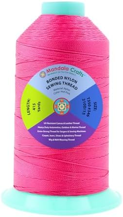 Mandala Crafts Size 346 210D T350 Hot Pink Bonded Nylon Thread, 415 YDs