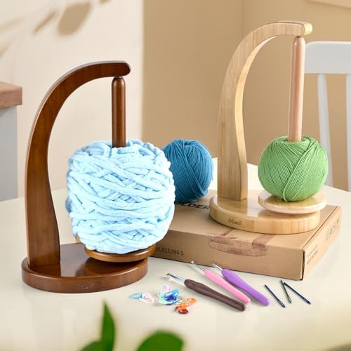 Yarn Holder for Crocheting with Magnetic Yarn spinner-Dark Brown-Standard