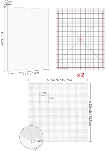 2Pcs Low Tack Sticky Mat with Grid for Stamping Stenciling Ink Blending Clear Photopolymer Craft Low Tacky Mat Stamp Mat DIY Projects Paper Card Scrapbooking Ink Blending Fixed