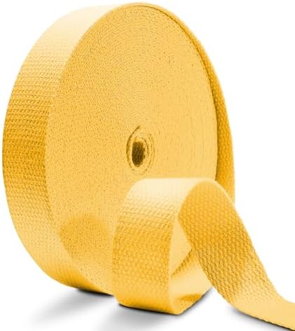 Cotton Webbing 1 Inch 12 Yards Yellow Cotton Webbing Straps for Bags Handles, 1 Inch Weave Webbing for Cloth Tote Bag Straps Making,Cloth Belt, DIY Crafts Decoration