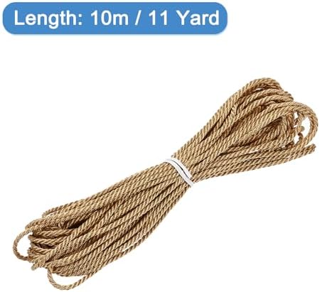MECCANIXITY Twisted Cord Trim, 11 Yard 2mm 3-Ply Twine Braided Rope Shiny Thread String for Craft Gift Bag Curtain Christmas Decor, Deep Gold - 10m