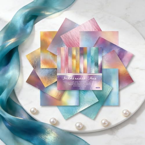 Colorful Macaron Scrapbooking Paper Pad - 24 Sheets 6in Gradient Aesthetic Origami Decor for Collage Decoupage Journals Wrapping Folded Supplies Arts Gift Cardstock DIY Crafts Photo Album