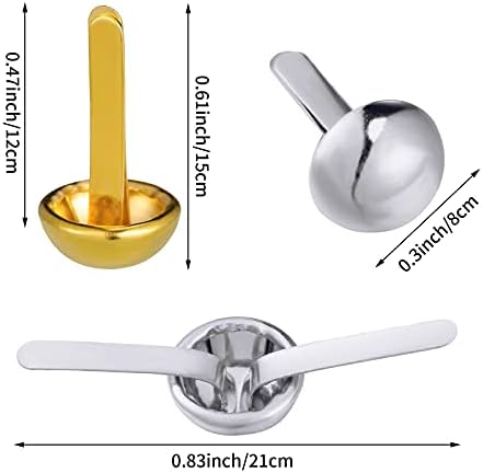 Hotop 500 Pcs Brad for Paper Crafts Metal Paper Fasteners, Golden, Silver