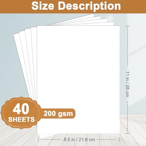 Silunkia 40 Sheets White Cardstock 8.5 x 11 Printer Paper 75lb
