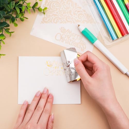 Hot Foil Roll & Hot Heated Foil Pens Set,Foil Quill Starter USB Heat Foil Pen for Scrapbooking Tool Kits Gold Hot Foil Roll for Card Making Craft Scrapbooking Drawing Pen with USB Cable DC5V