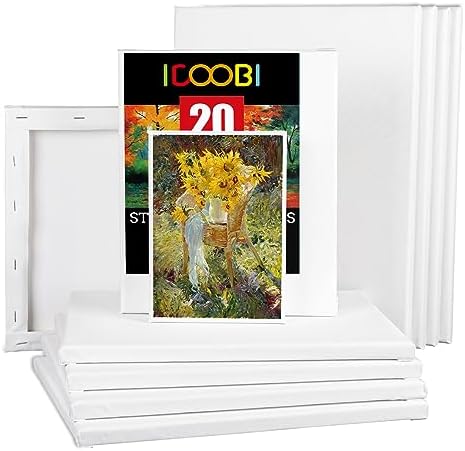 20 Pack Stretched Canvases-4Packs of 4x4,5x7,8x10,9x12,11x14