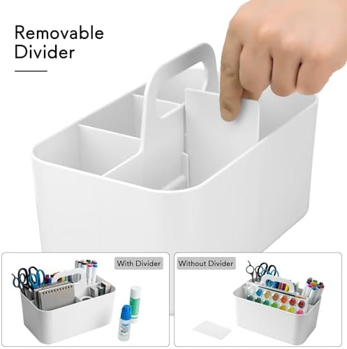 Tiawudi Multipurpose Caddy Organizer, Plastic Caddy with Handle, Stackable Desk Organizer for Stationery, Marker and Pencil, Office Supplies Organizer, Dorm Caddy