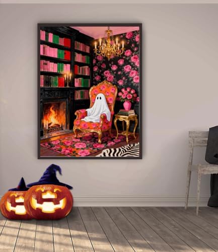 pchmcu DIY Ghost Paint by Numbers Kits for Adults,Paint by Number for Adults Beginner,Halloween Paint by Numbers Kits on Canvas Without Frame for Home Wall Decor 16x20inch