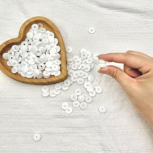 IMNTHO T5 Plastic Snaps,140 Set White Snap Buttons No Need Tools, No-Sew Snap Buttons for DIY Crafts Clothes Sewing