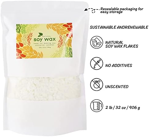 Candle Making Soy Wax-2 lb Bag（32oz）-Pure Nature DIY Soy Wax Flakes