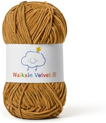 Fluffy Chenille Yarn for Crocheting，Baby Yarn for Crocheting Soft，50g/1.76oz Velvet Amigurumi Yarn ，Fingering Weight Yarns for Crocheting Baby Blankets、DIY Craft.(Light Tan)