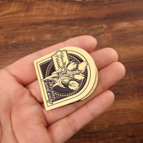 Dizdkizd Vintage Metal Clip for Journals, Planners, Notebooks, Brass Colored Book Clip Little Binder Clip for Page Holder, Book Mark - Tulip