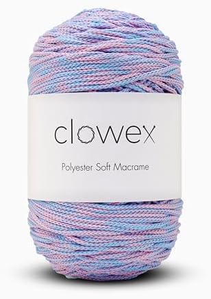 Polyester Soft Macrame Cord 2.5-3mm, 191 Yards x 1/9 inc Turkish Polyester Rope, Braided Macrame Yarn for DIY Crafts, Plant Hanger, Wall Hanging, Macrame Bag
