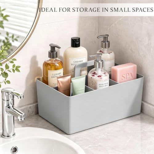 Multipurpose Caddy Organizer with Handle Plastic Desk Storage, Gray