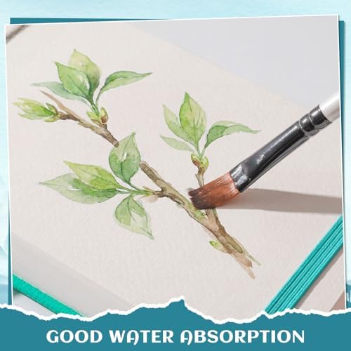 40 Sheets Watercolor Journal, 4x6 in, 140 Lb Cold Press Paper, Blue