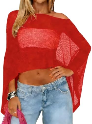 Women Sheer Poncho Top Knit Crochet Irregular Shrug Bolero Shawl Lightweight See Through Beach Cover Up