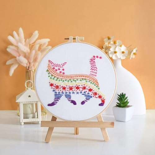 Louise Maelys Cute Cat Embroidery Kit for Beginners Creative Set