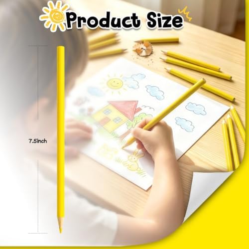 12 PCS Yellow Colored Pencils, Pre-sharpened Professional Wooden Art Pencils Set for Artists Painting | Premium Drawing Sketching Supplies