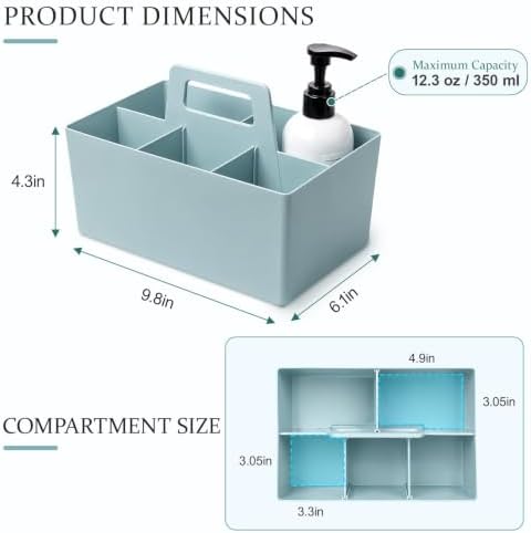 Multipurpose Caddy Organizer with Handle Plastic Desk Storage, Blue
