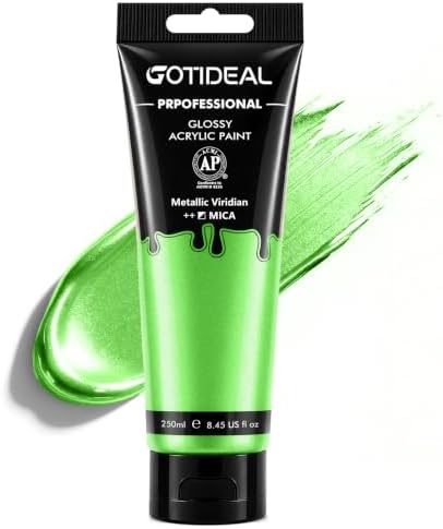 GOTIDEAL Metallic Viridian Acrylic Paint, 8.45oz/250ml, Art Craft Paints