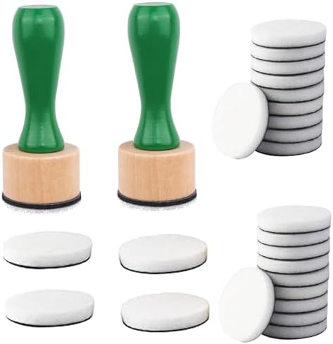 26 Pcs/Sets Ink Blending Tool Sets, Include 2 Pcs Round Ink Mini Applicator Tools and 24 Pcs Replacement Refill Foam Pads for Drawing Distressing Blending Scrapbooking & Stamping Supplies (Deep Green)