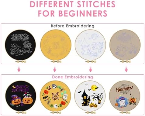 TINDTOP Halloween Embroidery Kit for Adult, Embroidery DIY Starter Kit