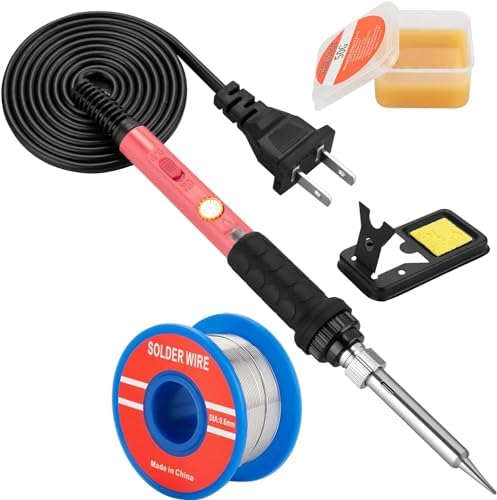 Soldering Iron Kit, 60W Soldering Iron with Ceramic Heater, 5-in-1 Adjustable Temperature Soldering Welding Iron Kit for any Hobby Enthusiast