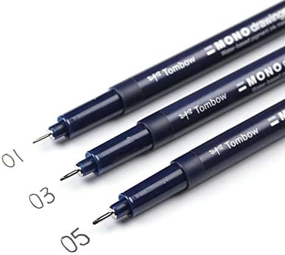 Tombow 66403 MONO Drawing Pen, 3-Pack. Create Precise, Detailed Drawings with Three Tip Sizes – 01, 03 and 05