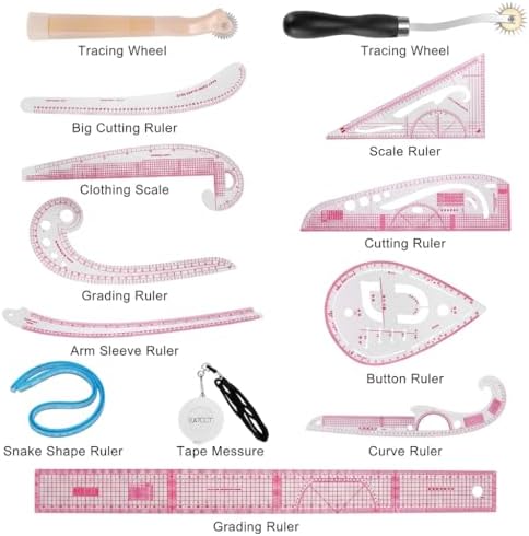 EXTCCT French Curve Ruler Set, 13PCS Sewing Pattern Making Fashion Rulers