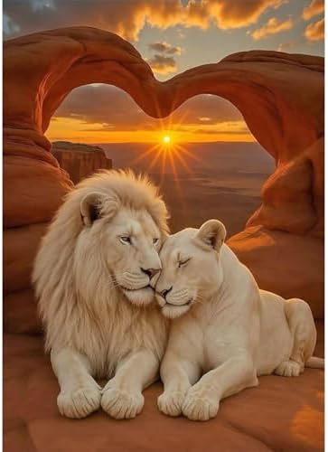 MVVMTOP Diamond Painting Kit for Adults 5D DIY Lion Full Drill Round Diamond Art Kits for Beginners Crystal Rhinestone Embroidery Painting Home Wall Decor Gift