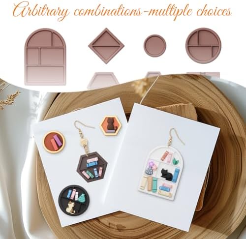 ORIGACH 13 Pcs Mini Bookshelf Polymer Clay Cutters Set
