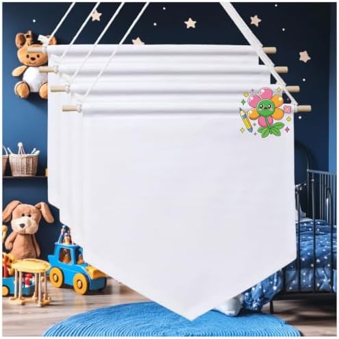 4pcs Blank Canvas Banners 10.82"x11.81",12oz Fabric Canvas Wall hanging Art for DIY Kids Room Decor,Jewelry Storage Case Stand Enamel Pin Wall Display Banners for Enamel Lapel Badge Collection,Birthday,Educational Play