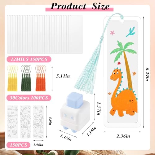 451Pcs DIY Bookmark Making Kit with Laminating Pouches, Tassels, Punch