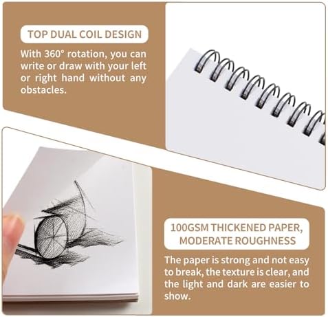 Utron 2 Pack Sketch Book, 5.8” x 8.3” Small Sketch Pad,100GSM/68LB Sketchbook for Drawing, A5 Drawing Paper, Thick Small Drawing Notebook for Painting Beginner, Artist (50 Sheets/Pack)