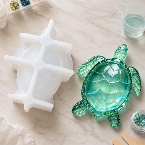 3D Hawksbill Sea Turtle Epoxy Resin Molds for Hand Craft Home Decor; Fun Animal Mold for DIY Plaster Ice Taba Squishy Chocolate Soap Candle Ocean Theme Night Lights; Gift for Men Boys Women