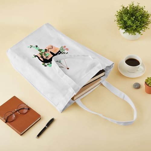 ERKOON Embroidery Canvas Tote Bag for Beginners, Needlepoint Arts Crafts Cross Stitch Kits for Adults Including Stamped Embroidery Bag with Hoops, Needle, Instruction and Color Threads (Cat)