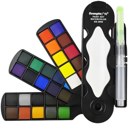 kander 30 Color Watercolor Paint Set with Detail Paint Brushes