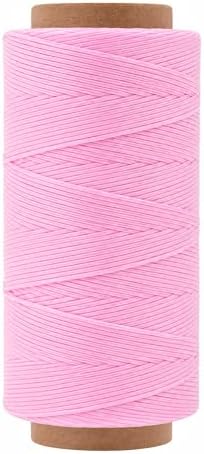 Mandala Crafts 150D 0.8mm Light Pink Flat Waxed Thread for Leather Sewing