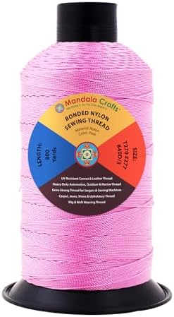 Mandala Crafts Size 277 840D T270 Pink Bonded Nylon Thread, 800 YDs