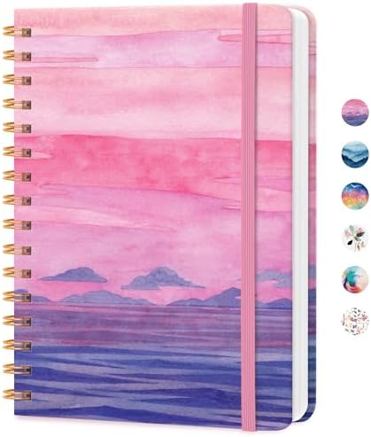 Lined Spiral Journal Notebook, A5 College Ruled Notebook for Note-Taking