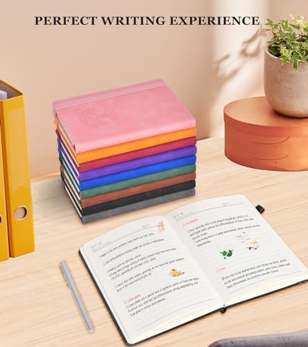 PERCUN Lined Journal Notebook 200 Pages Hardcover Leather Journal 5.9"x8.5" | A5 writing journal for women, men, business, travel, school, college ruled pages, daily diary