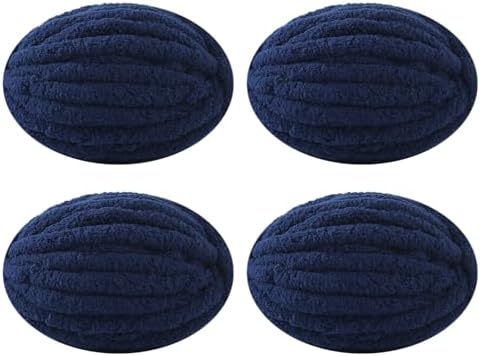 Chunky Yarn for Hand Knitting, No7 Thick Yarn, 250Grams 32Yards, Pack of 4, Perfect for Knitters and Crafters (Navy Blue)