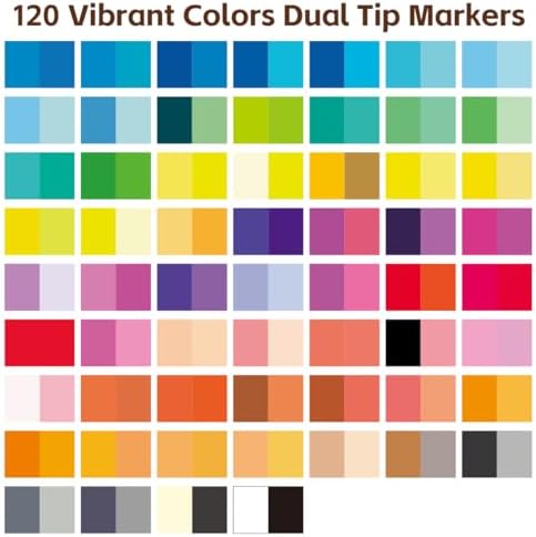 WINSONS 120 Colors Acrylic Paint Marker, Dual Tip and Dual Colors Acrylic Paint Pens for Stone, Wood, Canvas, Ceramic, Metal, Glass, Rock Painting, DIY Crafs Art Supplies (120 Colors)