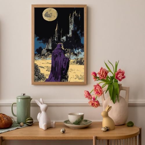 Auremi Horror Framed Paint by Number for Adults,DIY Halloween Painting by Number Kits on Canvas Acrylic Oil Painting Kits for Adults Paint by Number Kits for Home Decor 20x30cm