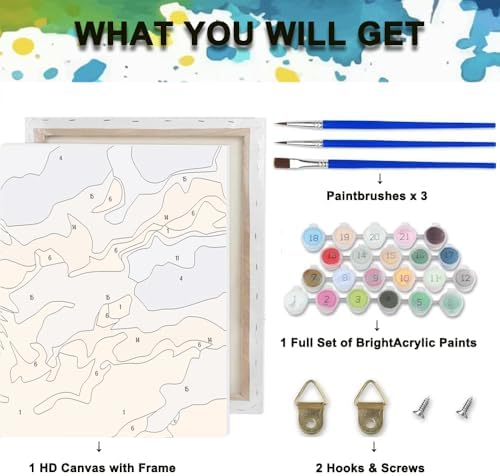 Witch Paint by Numbers Kit for Adults Beginner with Framed 10x12 Inch