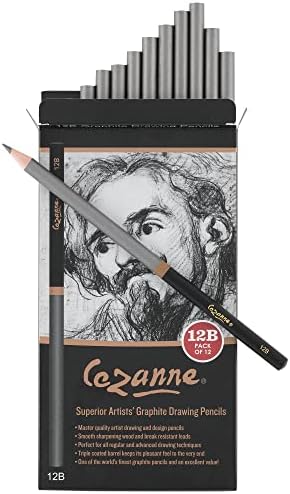 Cezanne Graphite Drawing Pencils Set - 12B, Set of 12 Break-Resistant Graphite Lead, Easy-to-Sharpen Sketch Pencils, Master Artist Quality Graphite Pencils for Technical and Artistic Drawing